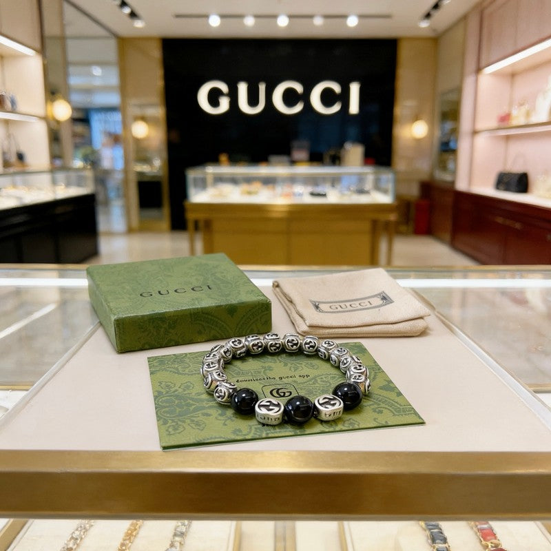 18K GG Anger Forest Black Bead Chain Bracelet