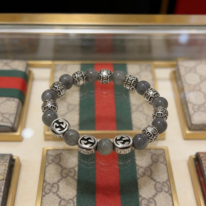 18K GG Anger Forest Grey Pearl Chain Bracelet