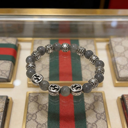 18K GG Anger Forest Grey Pearl Chain Bracelet