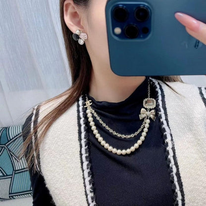 18K CC 25K Black & Pink Crystal Earrings