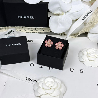 18K CC 26C Pink Camellia Earrings