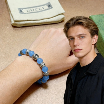 18K GG Anger Forest Blue Bead Chain Bracelet