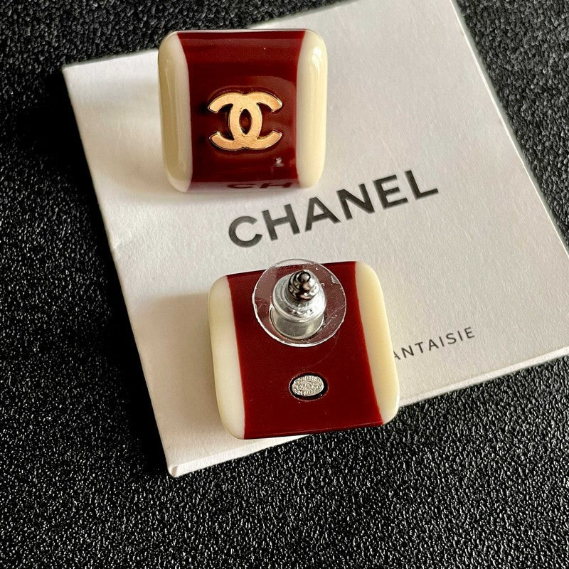 18K CC Red & White Pearl Earrings