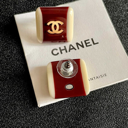 18K CC Red & White Pearl Earrings