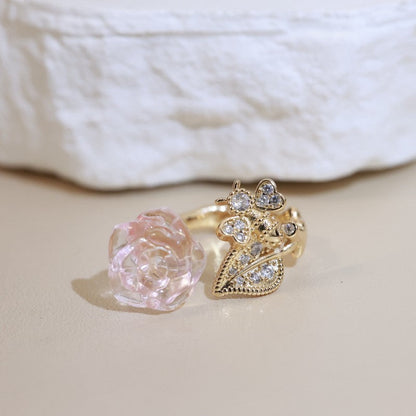 18K CD Pink Flower Ring