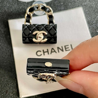 18K CC Color Bag Gold Earrings