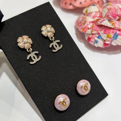 18K CC 26C Pink Camellia Earrings