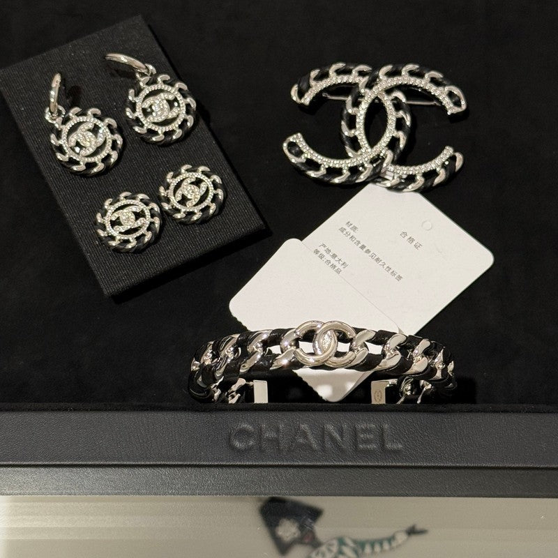 18K CC 26C Black Open Cuff Bracelet