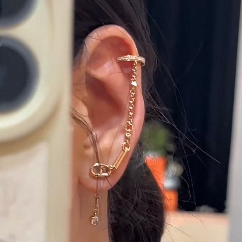 18K Chaine D'Ancre Rose Gold Diamond Earrings