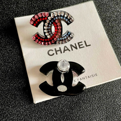 18K CC Red & Blue Crystal Earrings