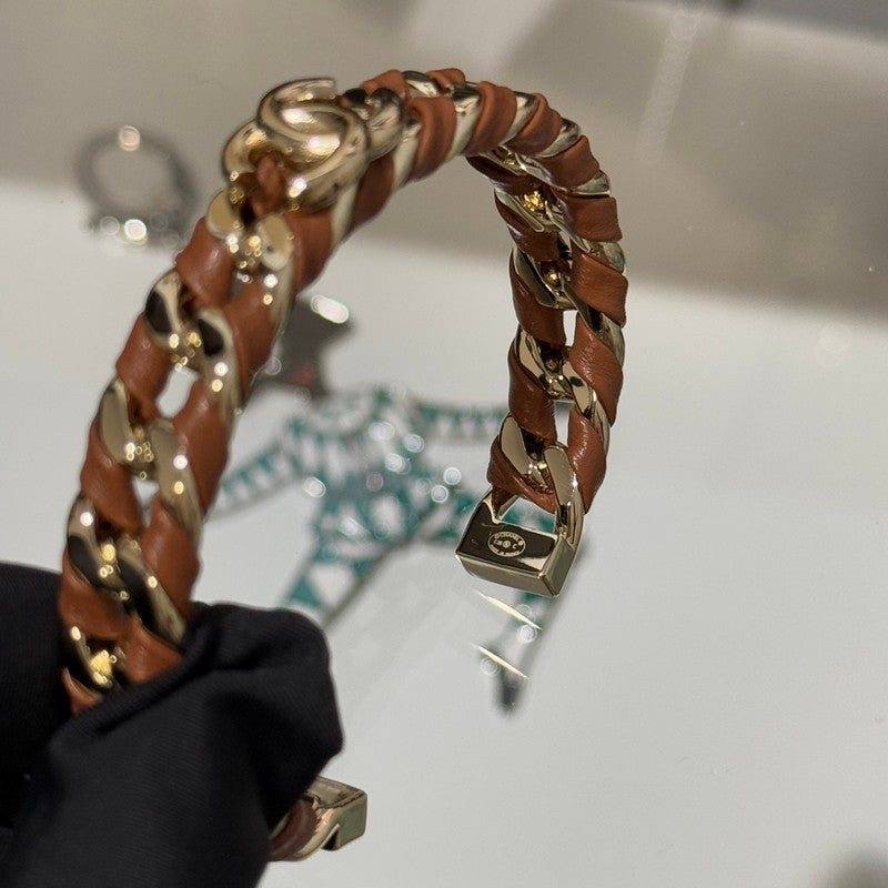 18K CC 26C Brown Open Cuff Bracelet
