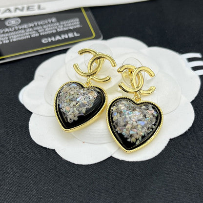 18K CC Multi-Color Crystals Heart Earrings