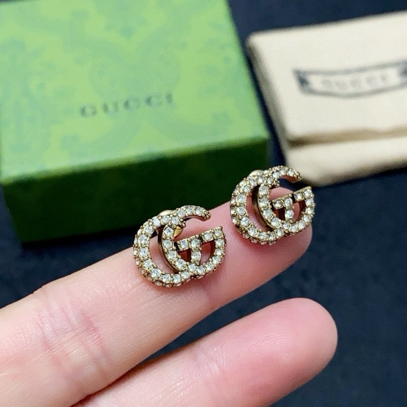 18K GG Diamond Gold Earrings