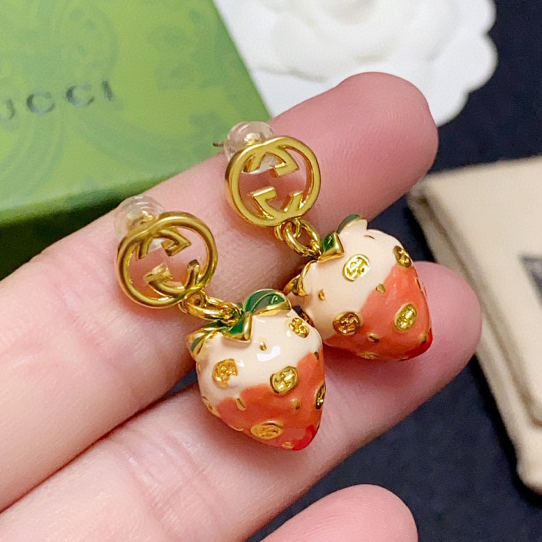 18K Double G Strawberry Earrings