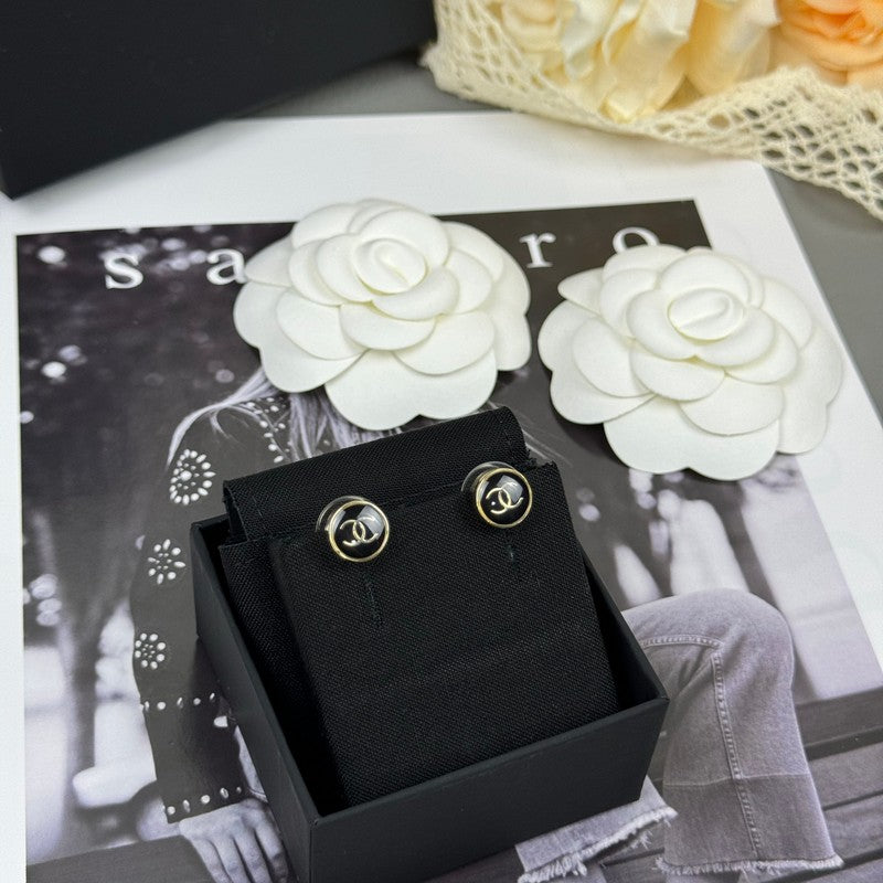 18K CC 25K Black Gold Earrings