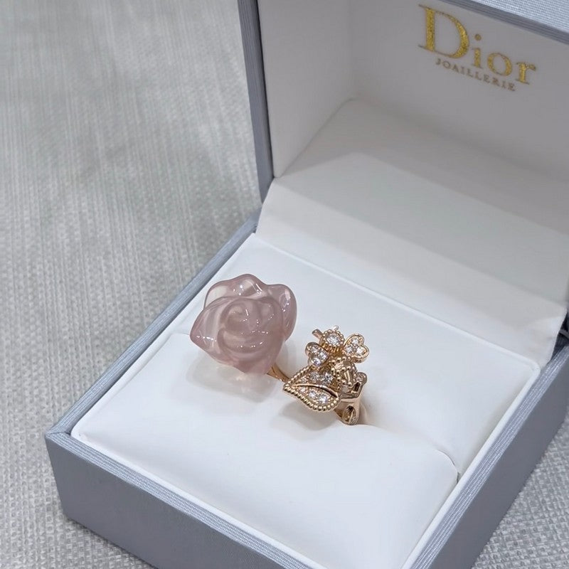 18K CD Pink Flower Ring