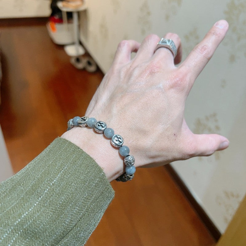 18K GG Anger Forest Grey Pearl Chain Bracelet