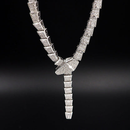 18K BV Serpenti Viper Full Pave Diamonds Necklace