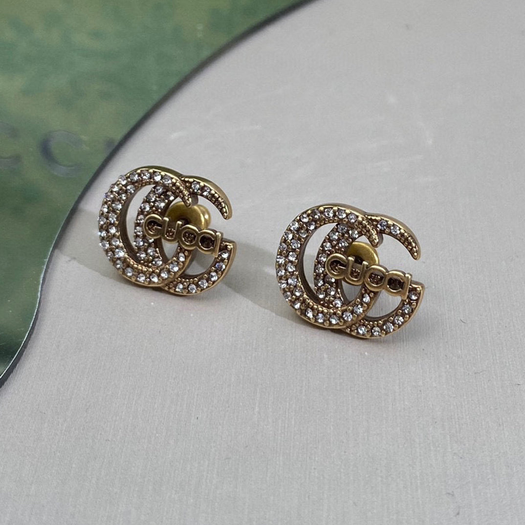 18K GG Logo Diamonds Earrings