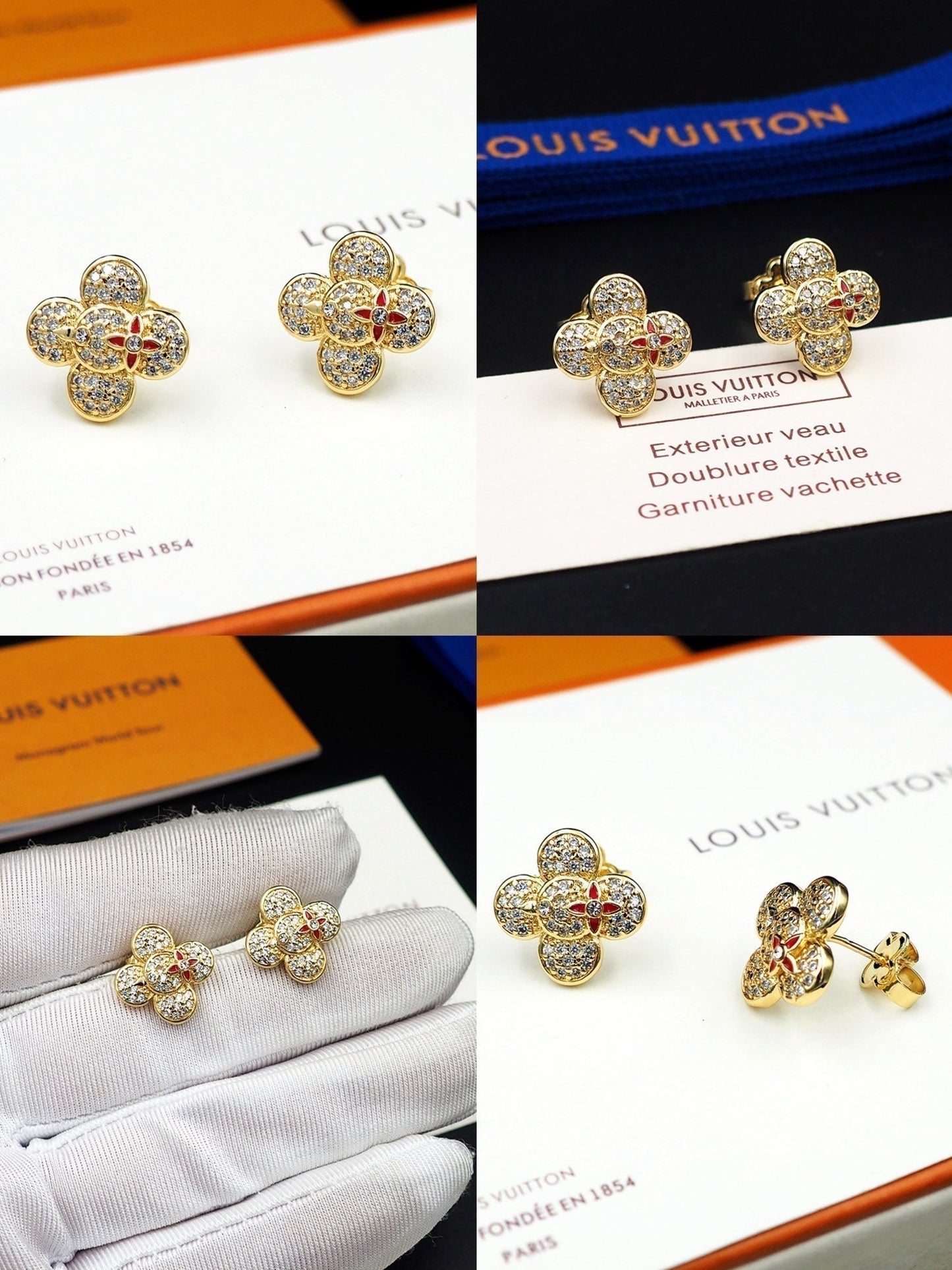 18K Louis Vivienne Diamond Earrings