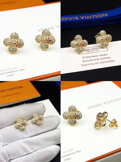 18K Louis Vivienne Diamond Earrings