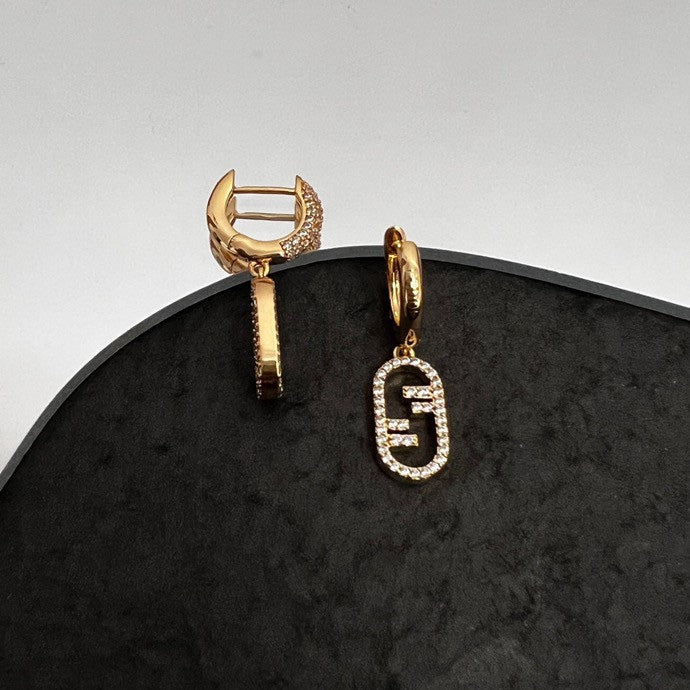 18K F OLock Earrings