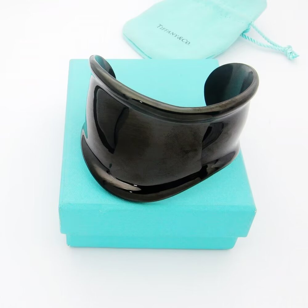 18K T Elsa Peretti Small Bone Cuff Black Bracelet