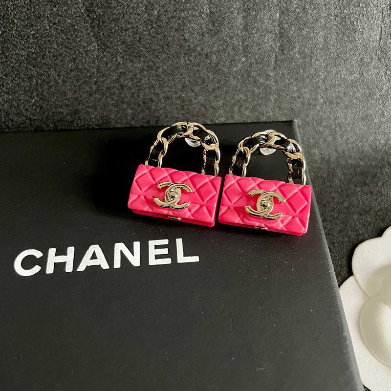18K CC Color Bag Gold Earrings