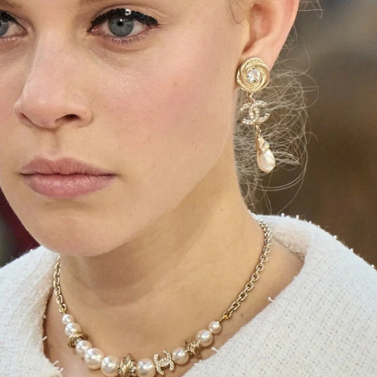 18K CC Camellia Diamond Earrings