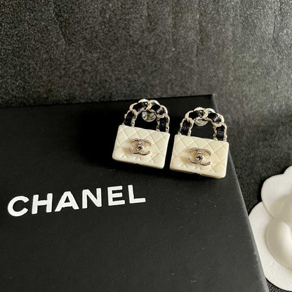 18K CC Color Bag Gold Earrings