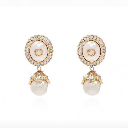 18K Double G Pearl Earrings