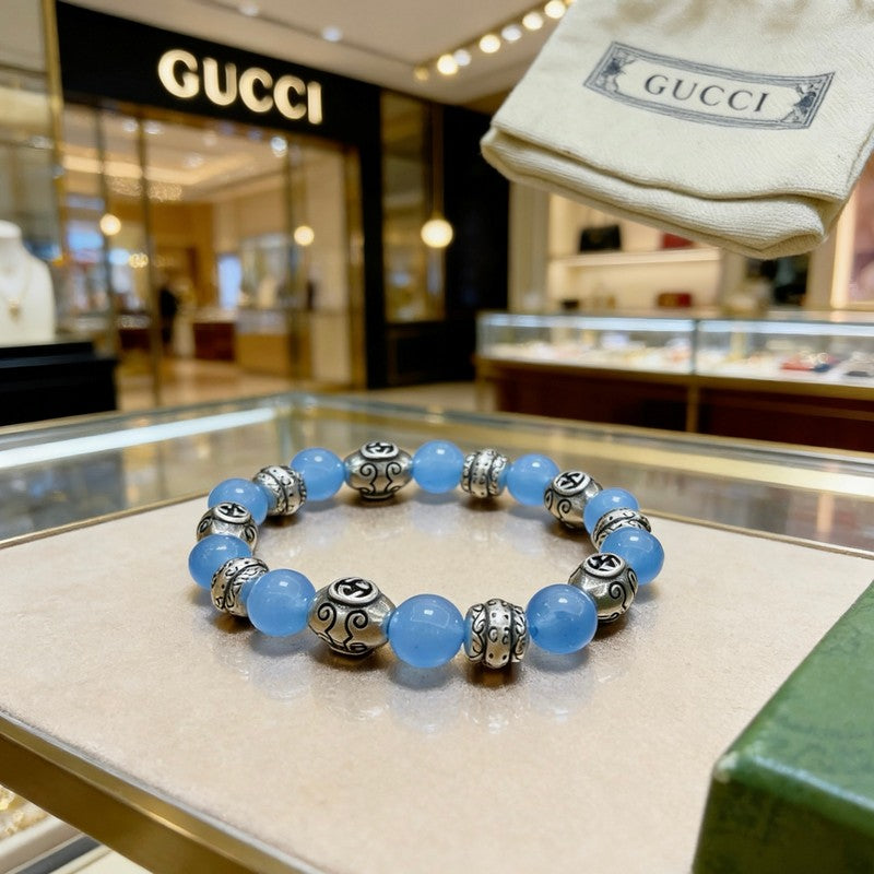 18K GG Anger Forest Blue Bead Chain Bracelet