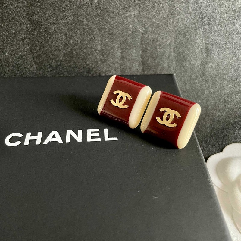 18K CC Red & White Pearl Earrings