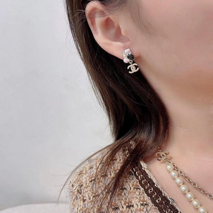 18K CC 25K Black & Pink Gold Earrings