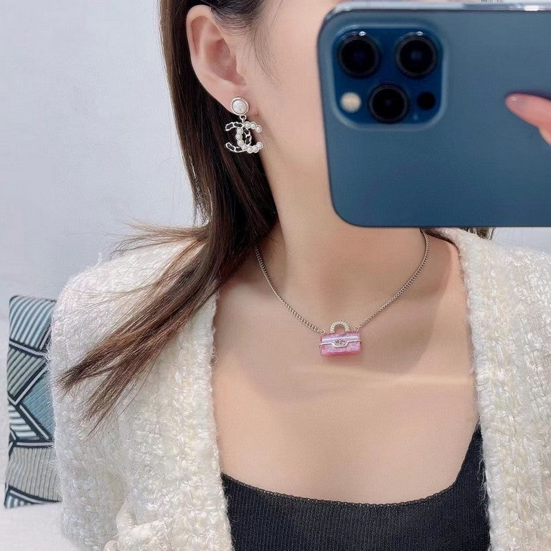 18K CC 25K Black & Pearls Gold Earrings