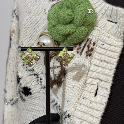 18K CC 26C Green Telescope Gold Earrings