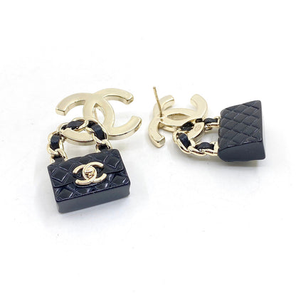 18K CC Bag Drop Earrings